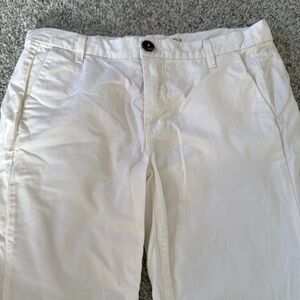 J BRAND Inez Slim Fit Low Rise Creamy White Cotton Cropped Chino Pants 28